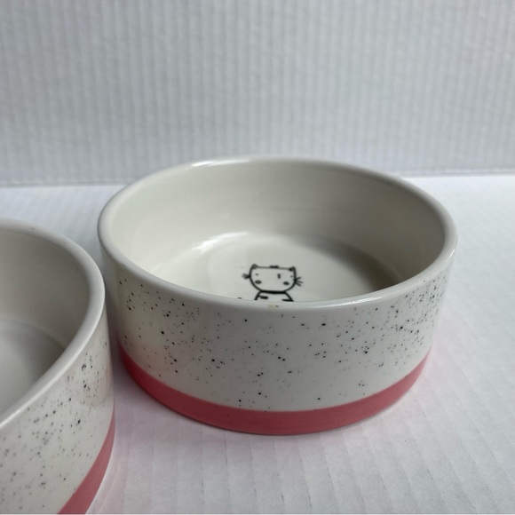 Cat Bowls Signature MEOW Peach White Ceramic Kitty Food Drink EUC 4.5” - Picture 14 of 16
